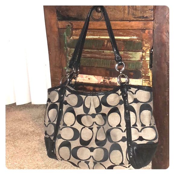 Coach Handbags - COACH Alexandra Black Signature Jacquard Hobo Bag